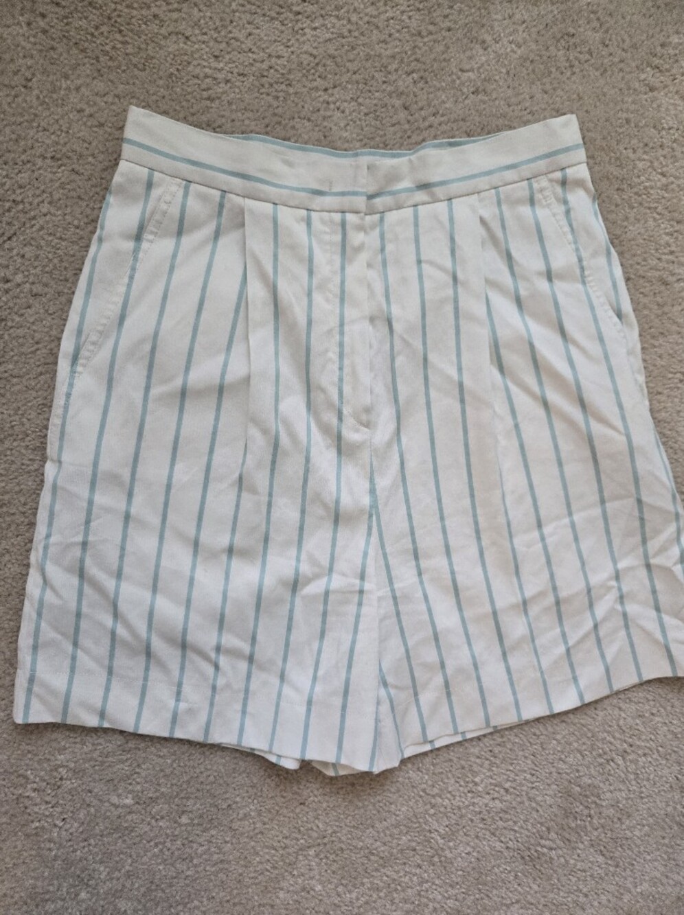 Max Mara Made in Italy Striped Shorts White Blue High Rise Summer Shorts